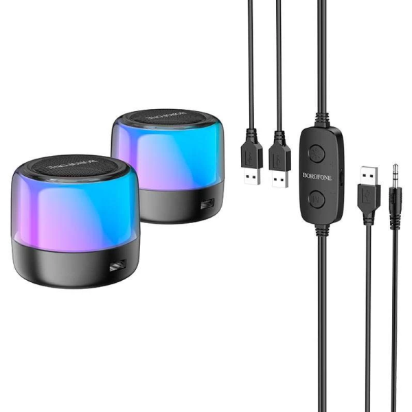 Фото - Портативна акустика BOROFONE BP12 Colorful BT wired 2-in-1 computer speaker Black (6974443387179)