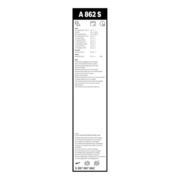 Фото - Щітка склоочисника Bosch Aerotwin безкаркасний комплект 600/530мм (3 397 007 862)