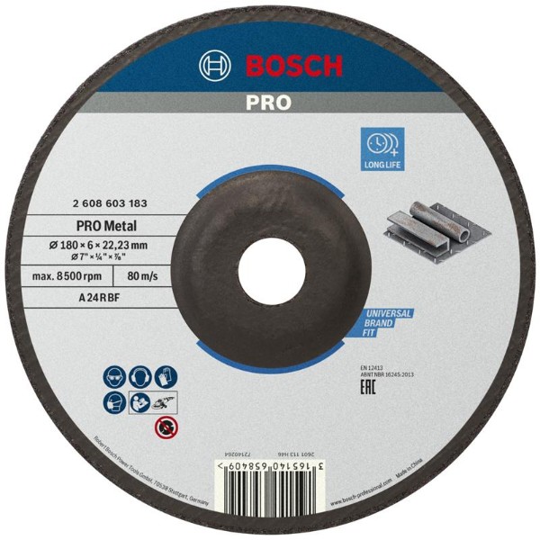 Фото - Диск шлифовальный по металлу Bosch Professional 180x6x22.23 мм (2.608.603.183)