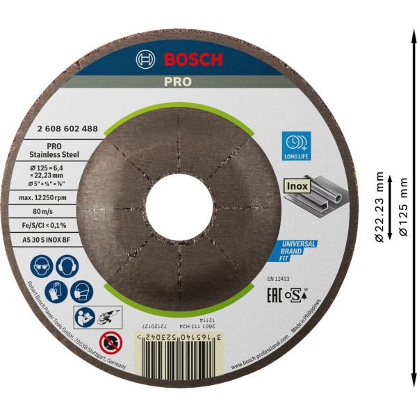 Фото - Диск шлифовальный по металлу Bosch Professional 125x6x22.23 мм (2.608.602.488)