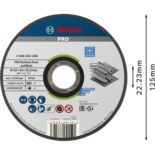 Фото - Круг відрізний по металу Bosch Professional 125x0.8x22.23 мм (2.608.603.488)