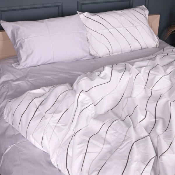 Фото - Комплект постільної білизни MirSon King Size 220х240 см 22-1436 Gray Line (2200012405062)
