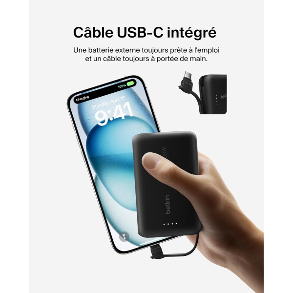 Фото - Батарея мобільна Belkin 10000мА·год, 20Вт +USB-C Black (BPB021HQBK)
