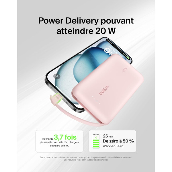 Фото - Батарея мобільна Belkin 10000мА·год, 20Вт  USB-C Pink (BPB021HQPK)