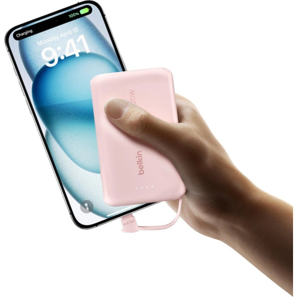 Фото - Батарея мобільна Belkin 10000мА·год, 20Вт  USB-C Pink (BPB021HQPK)