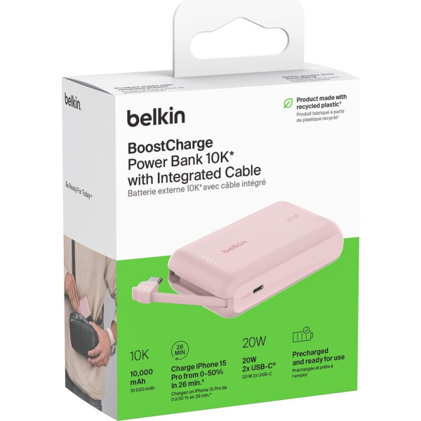 Фото - Батарея мобільна Belkin 10000мА·год, 20Вт  USB-C Pink (BPB021HQPK)