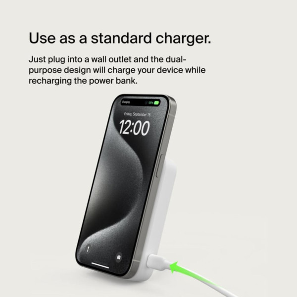 Фото - Батарея мобільна Belkin 8000мА·год, 15Вт, MagSafe Qi2 White (BPD007BTWH)