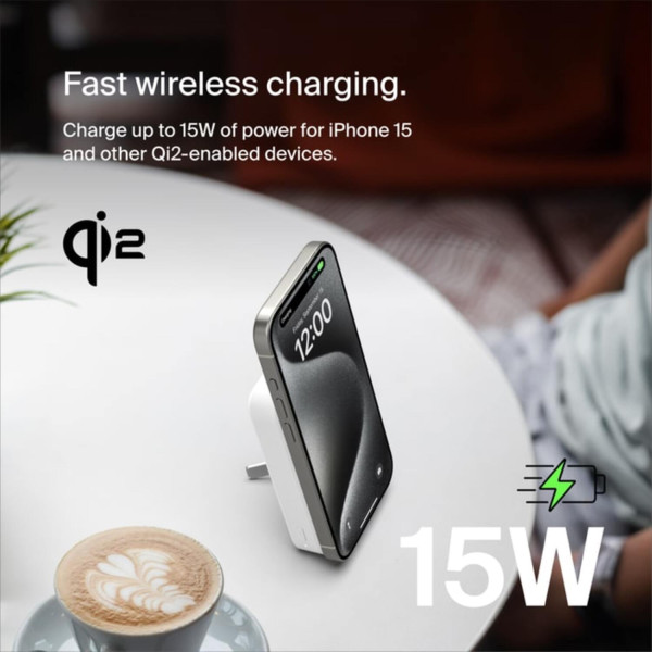 Фото - Батарея мобільна Belkin 8000мА·год, 15Вт, MagSafe Qi2 White (BPD007BTWH)