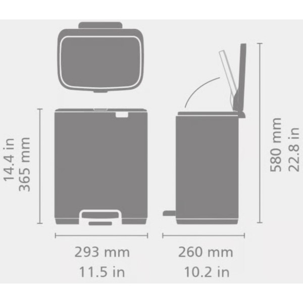 Фото - Бак для сміття з педаллю Brabantia 12 л сірий (238086)