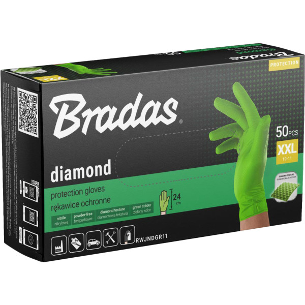 Фото - Перчатки нитриловые BRADAS DIAMOND XL 50 шт. (RWJNDGR10)