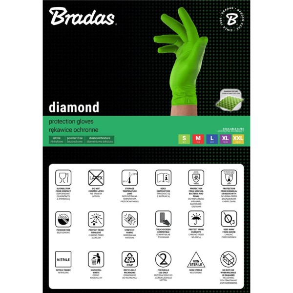 Фото - Рукавички садові BRADAS DIAMOND L 50 шт. (RWJNDGR9)