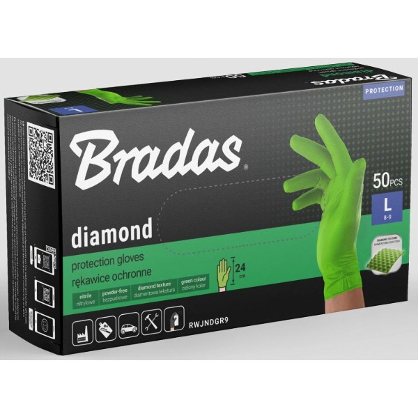 Фото - Рукавички садові BRADAS DIAMOND L 50 шт. (RWJNDGR9)