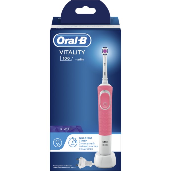 Фото - Зубная щетка электрическая Oral-B Braun Vitality D100.413.1 PRO 3D White Pink