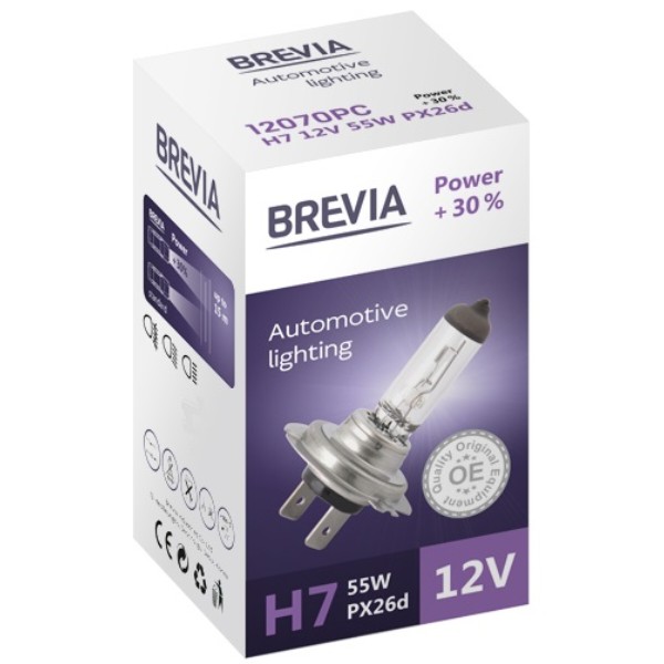 Фото - Автолампа Brevia H7 12V 55W PX26d Power +30% CP (12070PC) Фото - Автолампа Brevia H7 12V 55W PX26d Power +30% CP (12070PC)