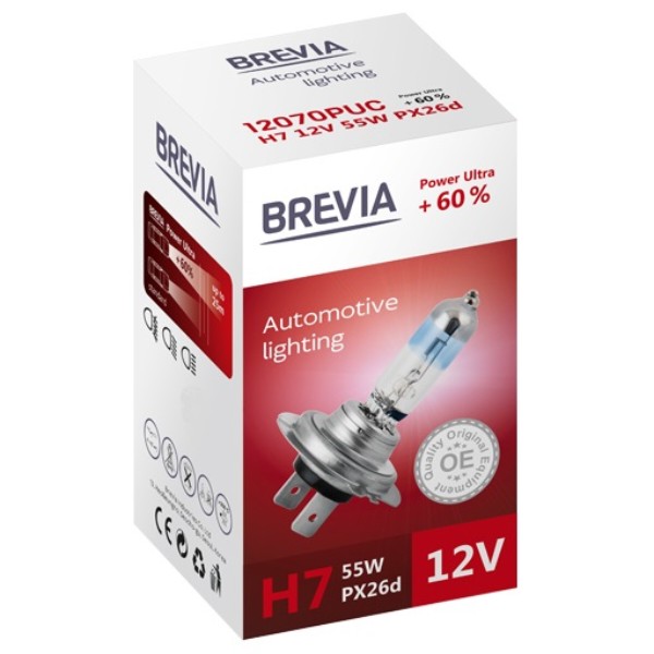 Фото - Автолампа Brevia H7 12V 55W PX26d Power Ultra +60% CP (12070PUC)