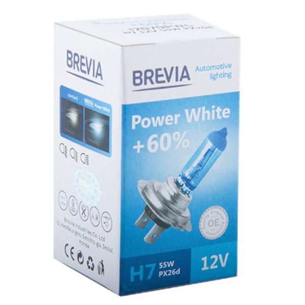 Фото - Автолампа Brevia H7 12V 55W PX26d Power White +60% 4300K CP (12070PWC)