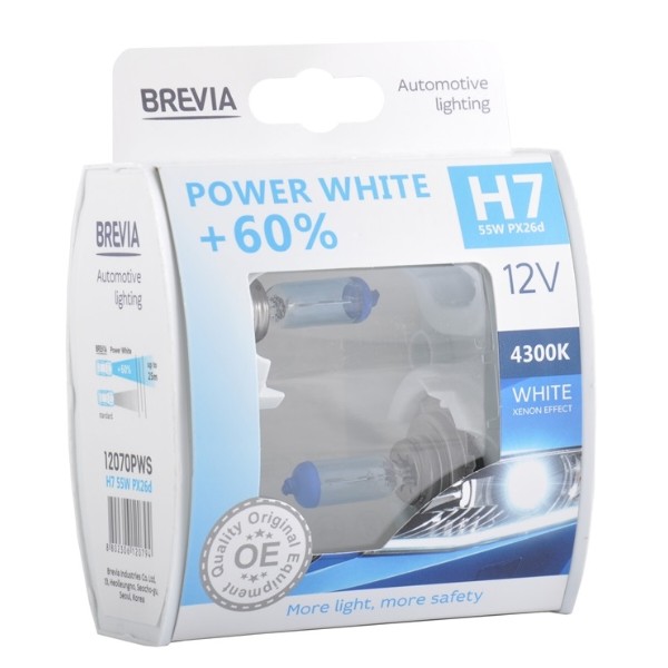 Фото - Автолампа Brevia H7 12V 55W PX26d Power White +60% 4300K S2 (12070PWS)