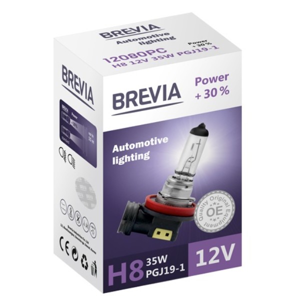 Фото - Автолампа Brevia H8 12V 35W PGJ19-1 Power +30% CP (12080PC) Фото - Автолампа Brevia H8 12V 35W PGJ19-1 Power +30% CP (12080PC)