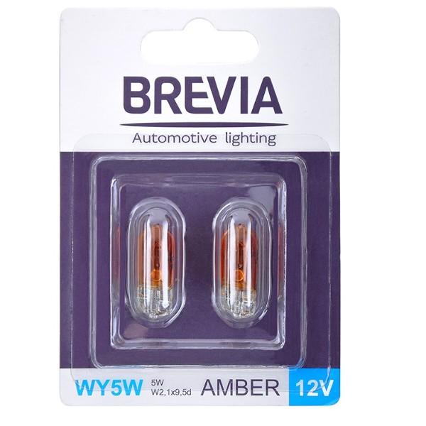 Фото - Автолампа Brevia WY5W 12V 5W W2.1x9.5d AMBER B2 blister 2шт. (12309B2)