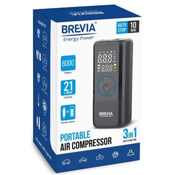 Фото - Автокомпресор Brevia 3в1, 6000mAh (25120PTI)