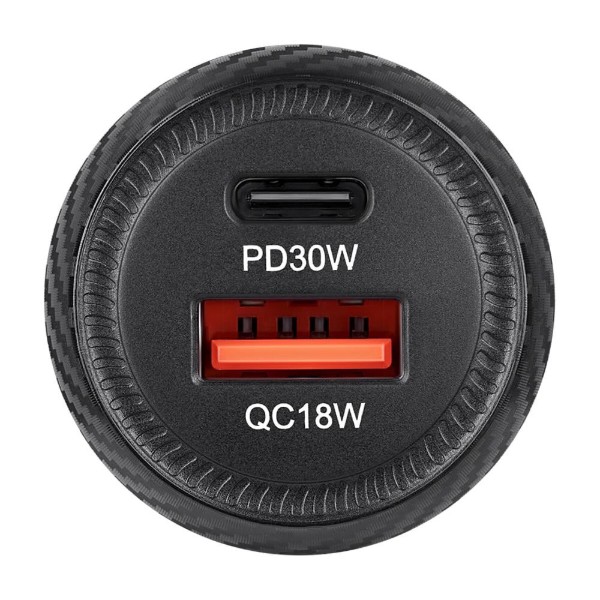 Фото - Автомобильное зарядное устройство Brevia ePower Dual Carbon 48W 1xUSB-C+1xUSB-A (46048CUB)