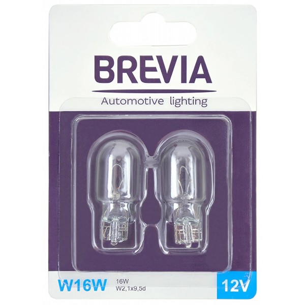 Фото - Автолампа Brevia W16W 12V 16W W2,1x9,5d B2 blister 2 шт. (12333B2)