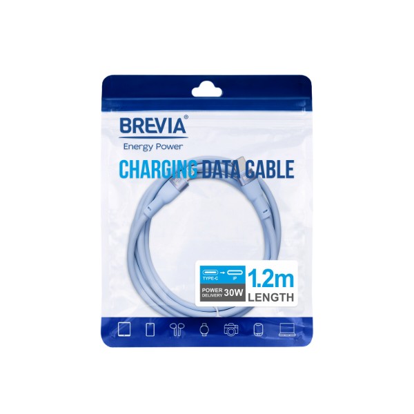Фото - Кабель Brevia Type-C to Lightning 30W 1.2m, blue, ZIP (52120UCLZ1)