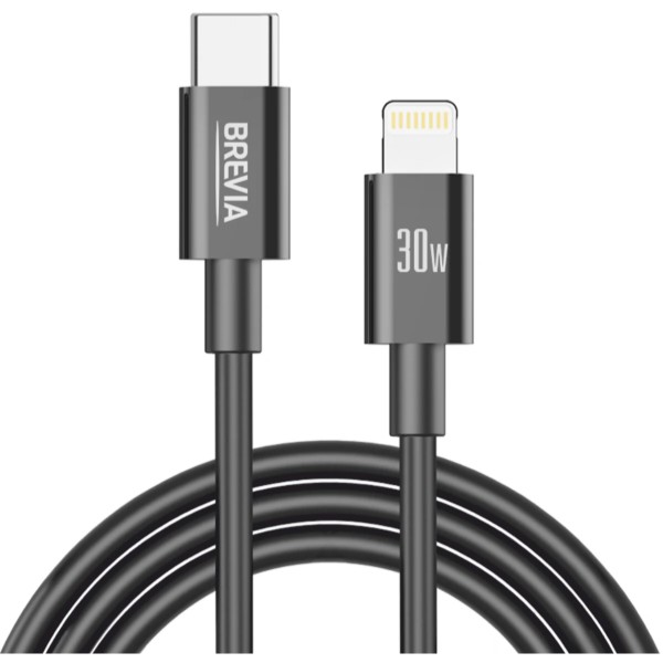 Фото - Кабель Brevia Type-C to Lightning 30W 1m, black (55100BCLZ1) Фото - Кабель Brevia Type-C to Lightning 30W 1m, black (55100BCLZ1)