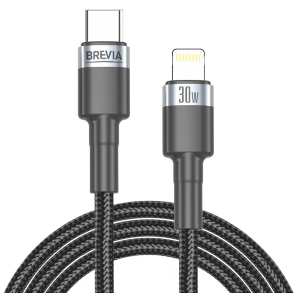 Фото - Кабель Brevia Type-C to Lightning 30W 1m, black, ZIP (53100BCLZ1)