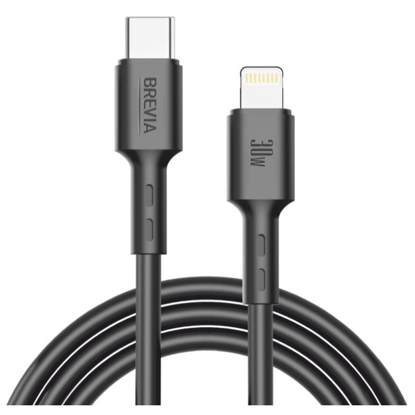 Фото - Кабель Brevia Type-C to Lightning 30W 2m, black, ZIP (51200BCLZ1)