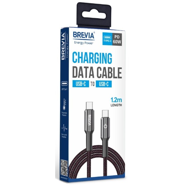 Фото - Кабель Brevia Type-C to Type-C 60W 1,2m, black (54120BCCC1)