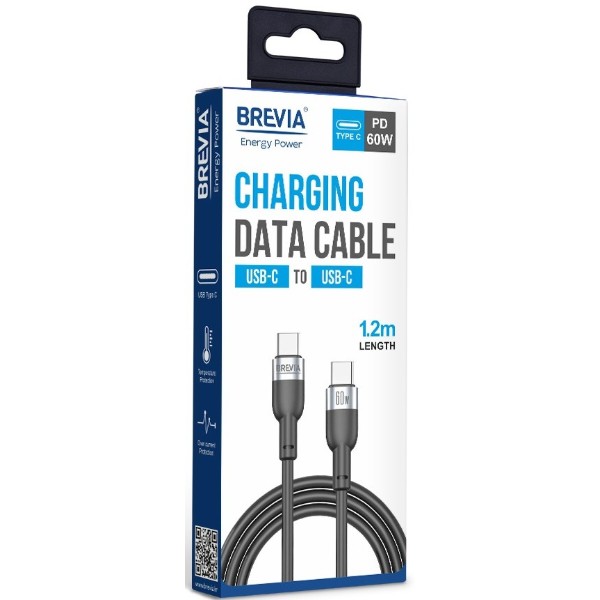 Фото - Кабель Brevia Type-C to Type-C 60W 1.2m, black, box (52120BCCC1)