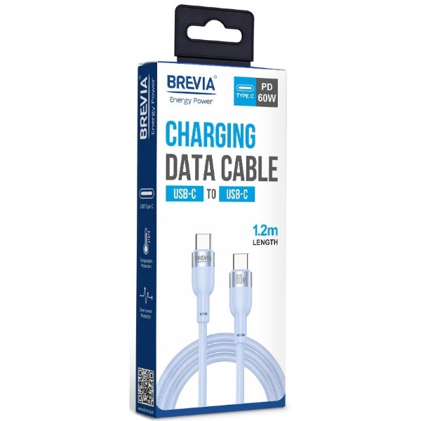 Фото - Кабель Brevia Type-C to Type-C 60W 1.2m, blue, box (52120UCCC1)