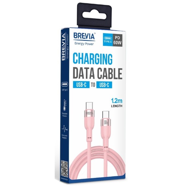 Фото - Кабель Brevia Type-C to Type-C 60W 1.2m, pink, box (52120PCCC1)