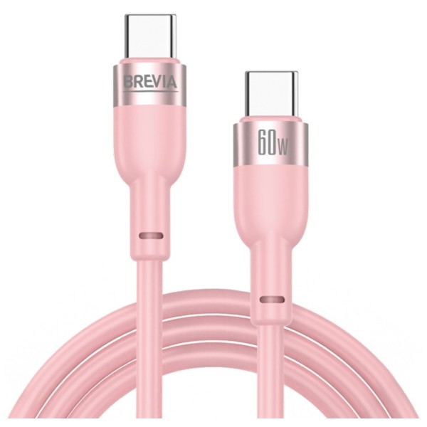 Фото - Кабель Brevia Type-C to Type-C 60W 1.2m, pink, box (52120PCCC1) Фото - Кабель Brevia Type-C to Type-C 60W 1.2m, pink, box (52120PCCC1)