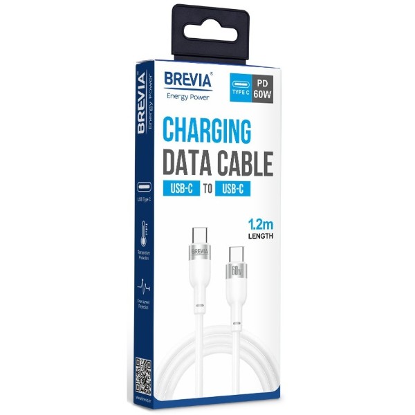Фото - Кабель Brevia Type-C to Type-C 60W 1.2m, white, box (52120WCCC1)