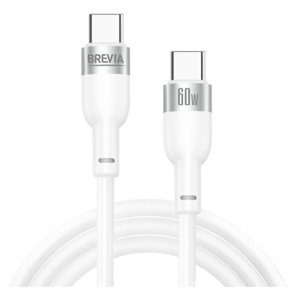 Фото - Кабель Brevia Type-C to Type-C 60W 1.2m, white, ZIP (52120WCCZ1)