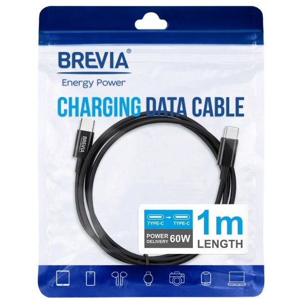 Фото - Кабель Brevia Type-C to Type-C 60W 1m, black (55100BCCZ1)