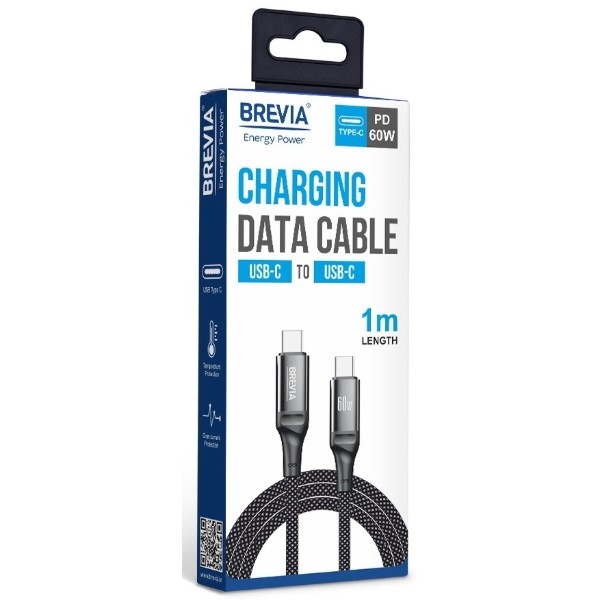 Фото - Кабель Brevia Type-C to Type-C 60W 1m, black (56100BCCC1)
