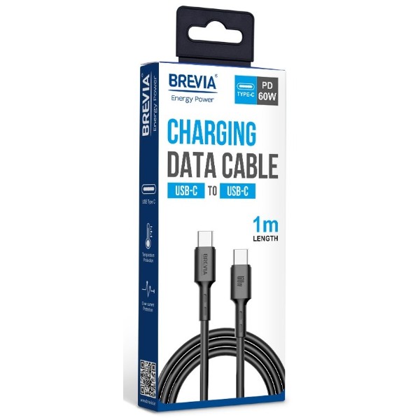 Фото - Кабель Brevia Type-C to Type-C 60W 1m, black, box (51100BCCC1)
