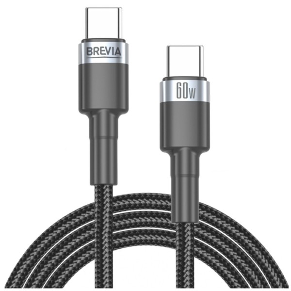 Фото - Кабель Brevia Type-C to Type-C 60W 1m, black, ZIP (53100BCCZ1) Фото - Кабель Brevia Type-C to Type-C 60W 1m, black, ZIP (53100BCCZ1)