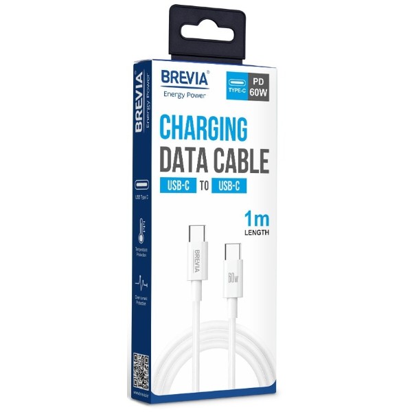 Фото - Кабель Brevia Type-C to Type-C 60W 1m, white (55100WCCC1)
