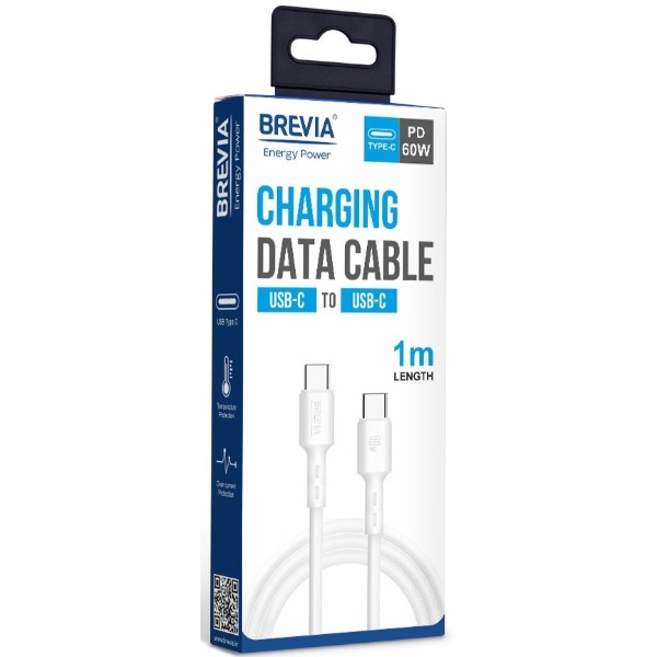 Фото - Кабель Brevia Type-C to Type-C 60W 1m, white, box (51100WCCC1)