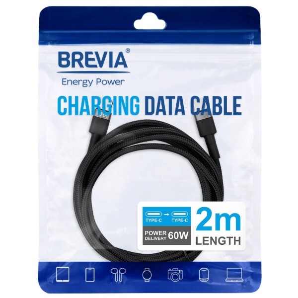 Фото - Кабель Brevia Type-C to Type-C 60W 2m, black (53200BCCZ1)