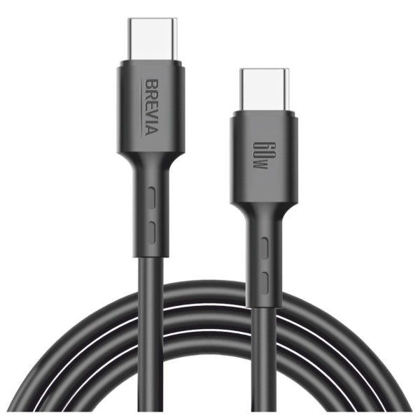 Фото - Кабель Brevia Type-C to Type-C 60W 2m, black, ZIP (51200BCCZ1)