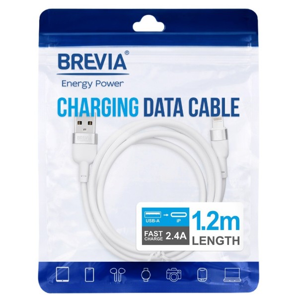 Фото - Кабель Brevia USB to Lightning 1.2m, white, ZIP (52120WULZ1)