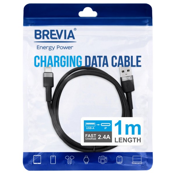 Фото - Кабель Brevia USB to Lightning 1m, black (53100BULZ1)