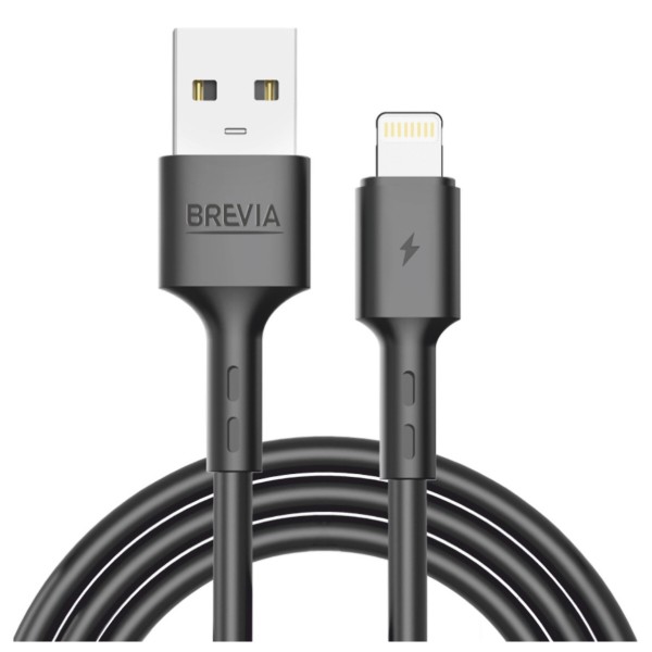 Фото - Кабель Brevia USB to Lightning 1m, black, ZIP (51100BULZ1)