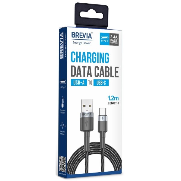 Фото - Кабель Brevia USB to Type-C 1,2m, black (53120BUCC1)