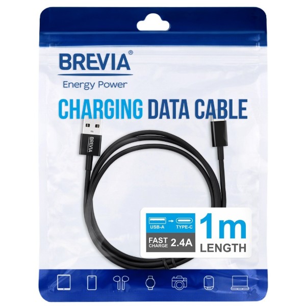 Фото - Кабель Brevia USB to Type-C 1m, black (55100BUCZ1)
